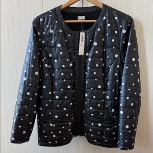 Chico's Black Puffer Jacket with White Dots